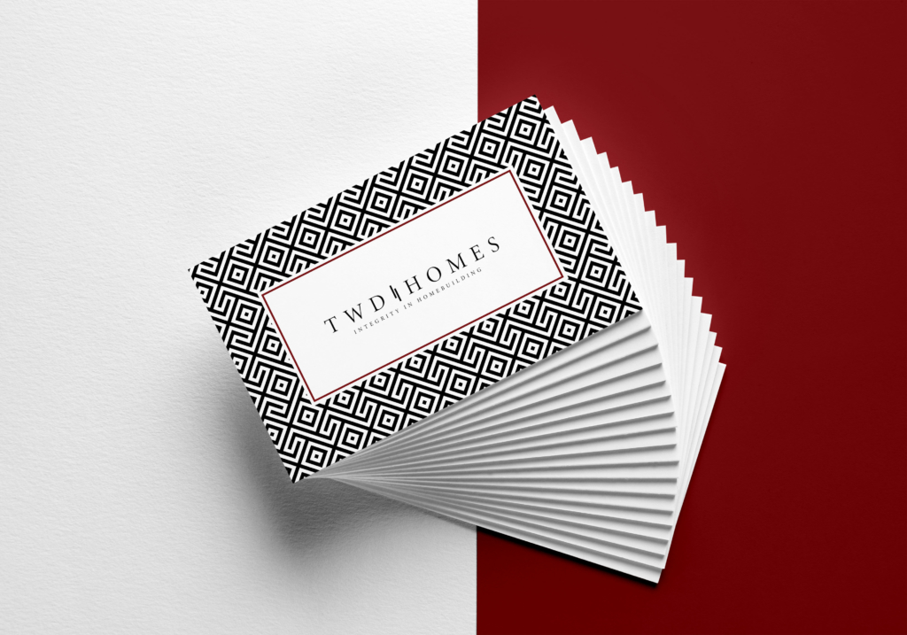 business card mockup for a rebranded real estate company.