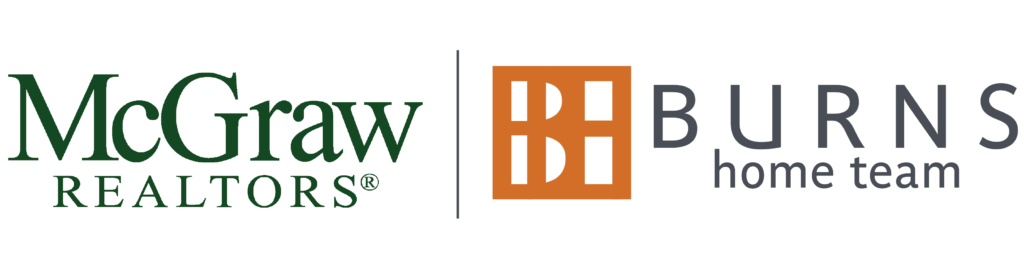 Side by side logos of McGraw Realtors and the Burns Home Team
